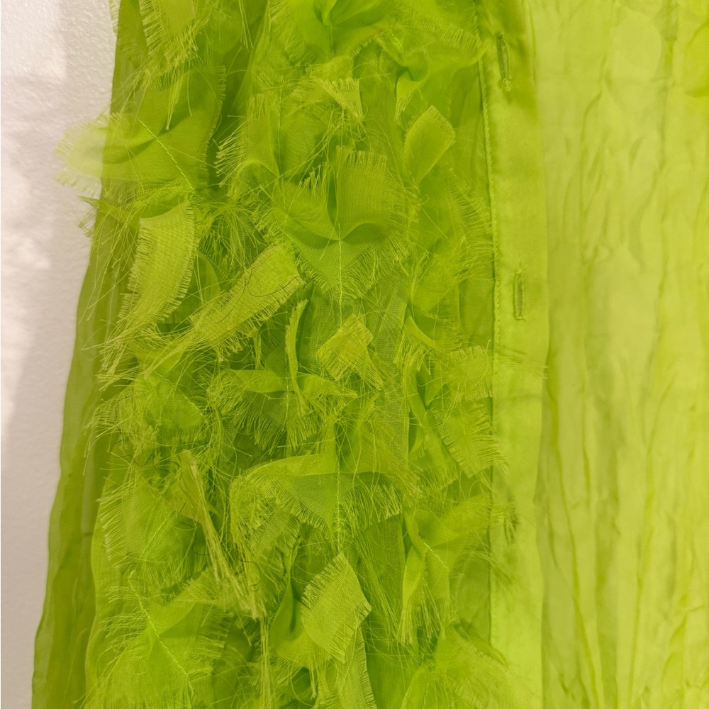 Lime Green Ruffle Button-Front Blouse - Picture 6 of 6